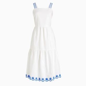 J Crew Embroidered Scallop Tiered Midi Dress Size 4